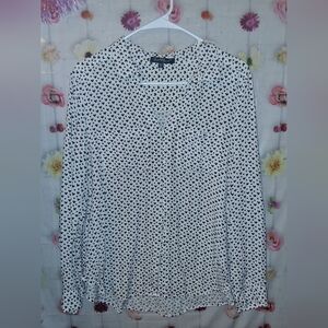 Velvet Heart Blouse White/ Black Hearts XL NWOT